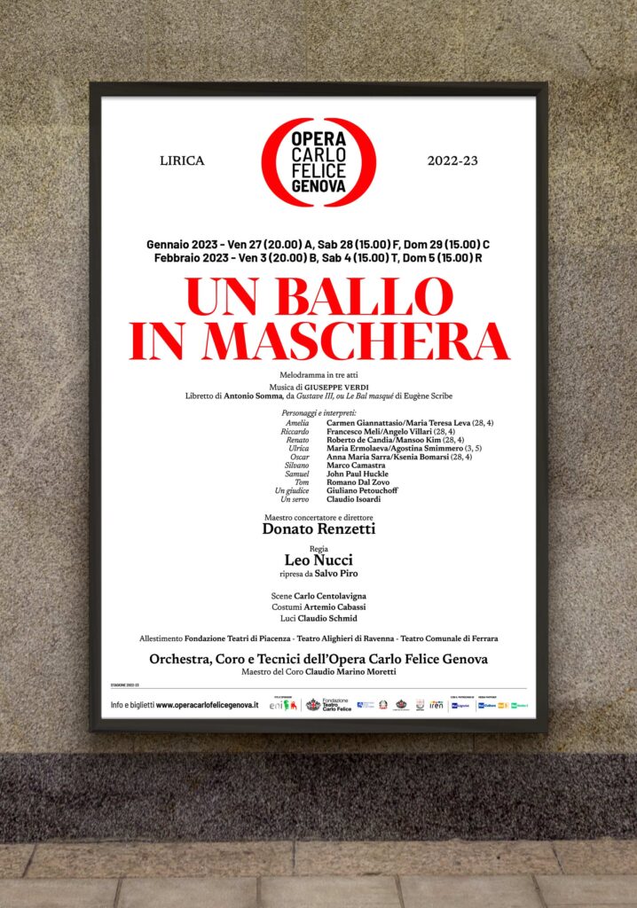 Opera Carlo Felice Un ballo in maschera Rossetti Brand Design
