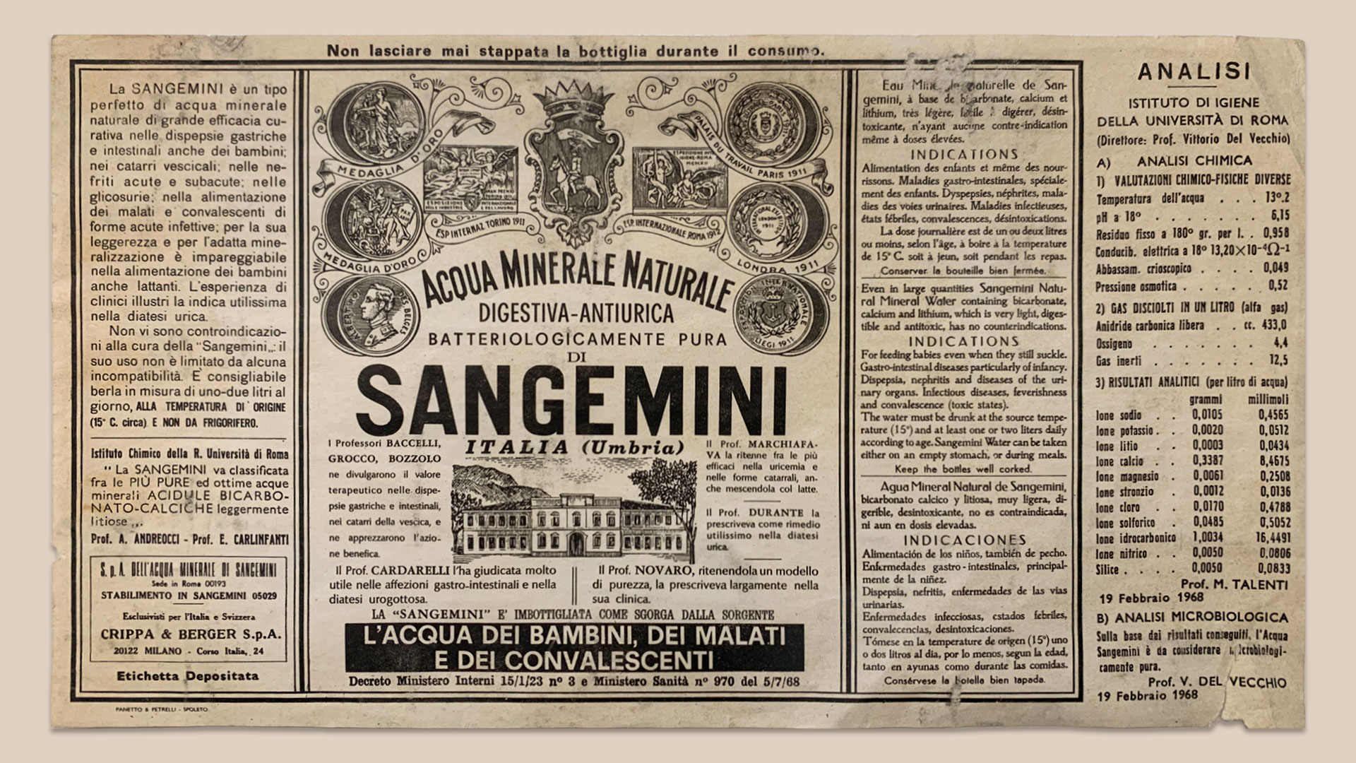 Sangemini historical label